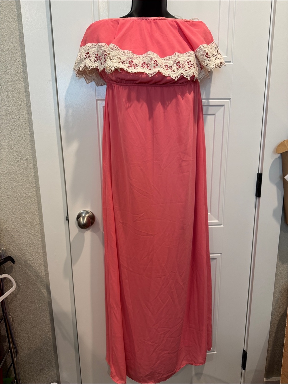 Peach Love California Coral Pink Off-Shoulder Maxi